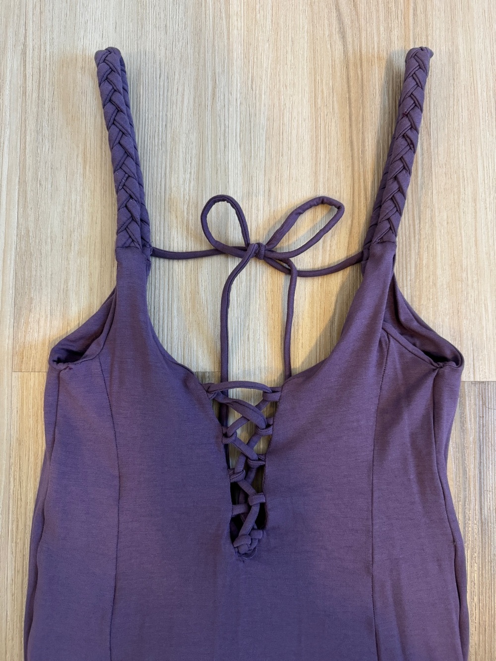 Omaya Spirit Purple Goddess Sacred Feminine Maxi Dress with Braided Straps - Picture 2 of 8